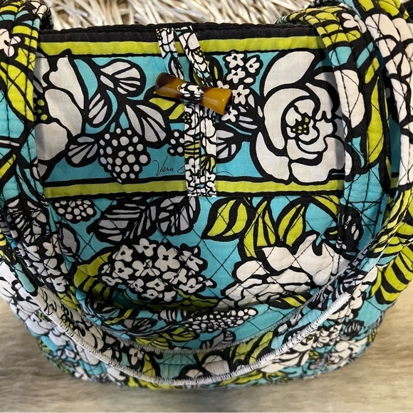 VERA BRADLEY Island Blooms Large Toggle Tote Y2K Blue Green Floral REPAIRED - Picture 3 of 16
